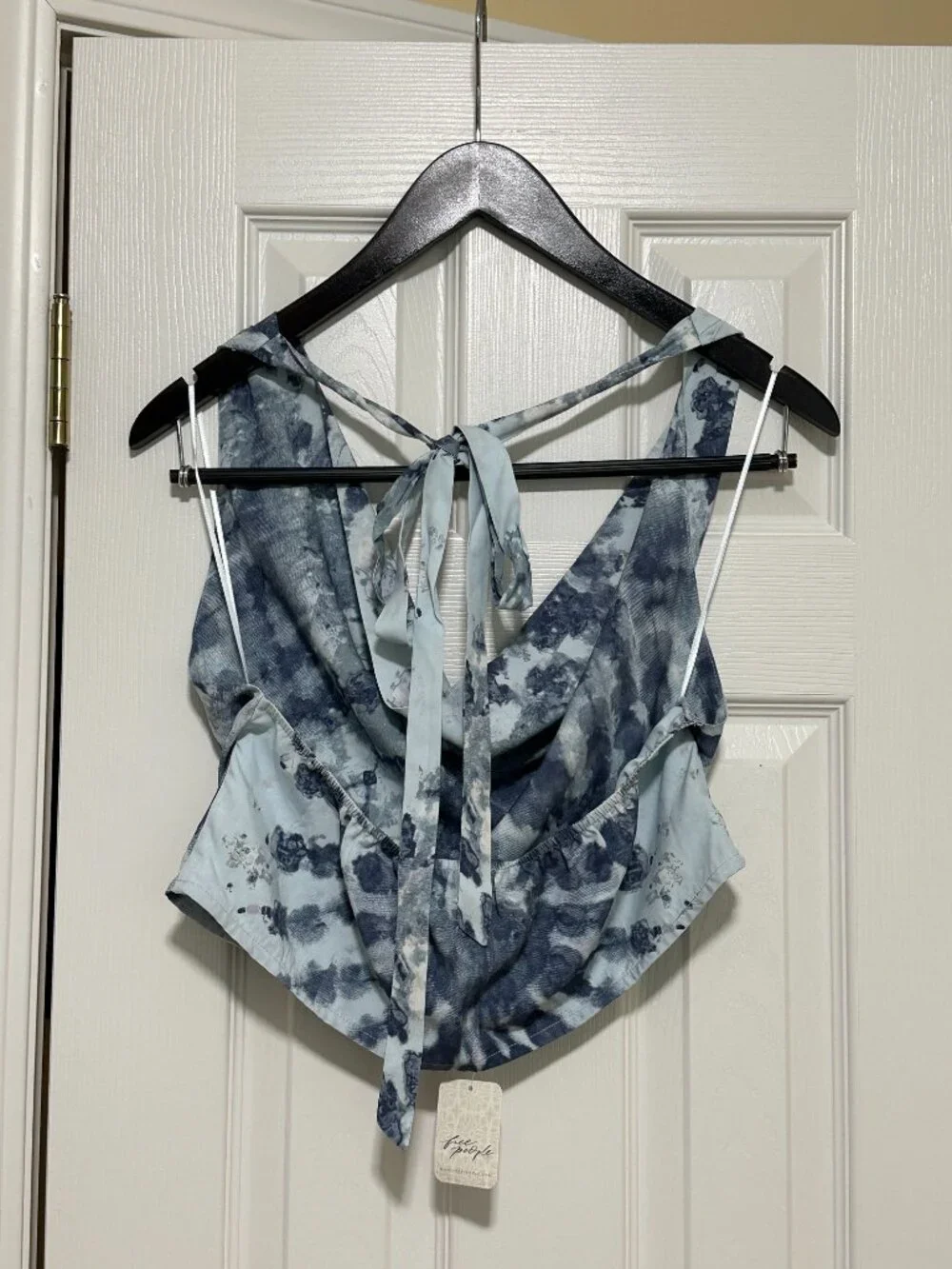 NWT Free People Tropical Oasis Cowl Halter Top in Blue - Size Small